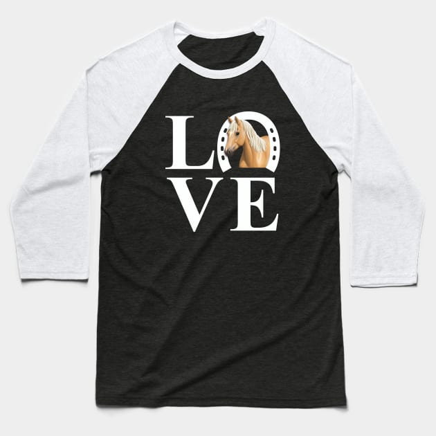 I Love Horses Palomino Horse Baseball T-Shirt by csforest